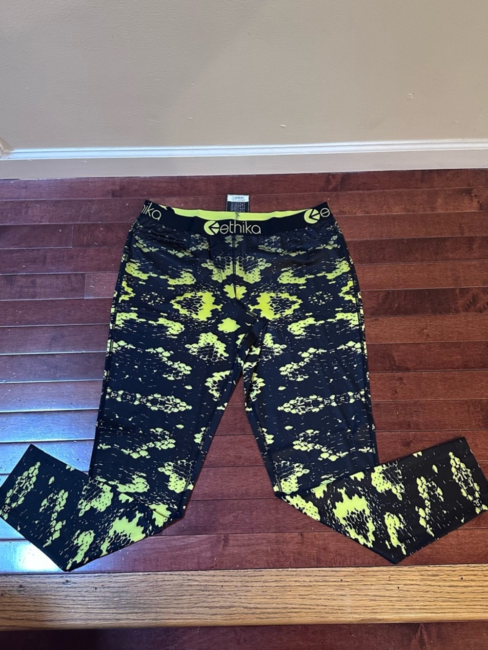 Ethika Charmer Black  & Neon Yellow abstract Girls Leggings